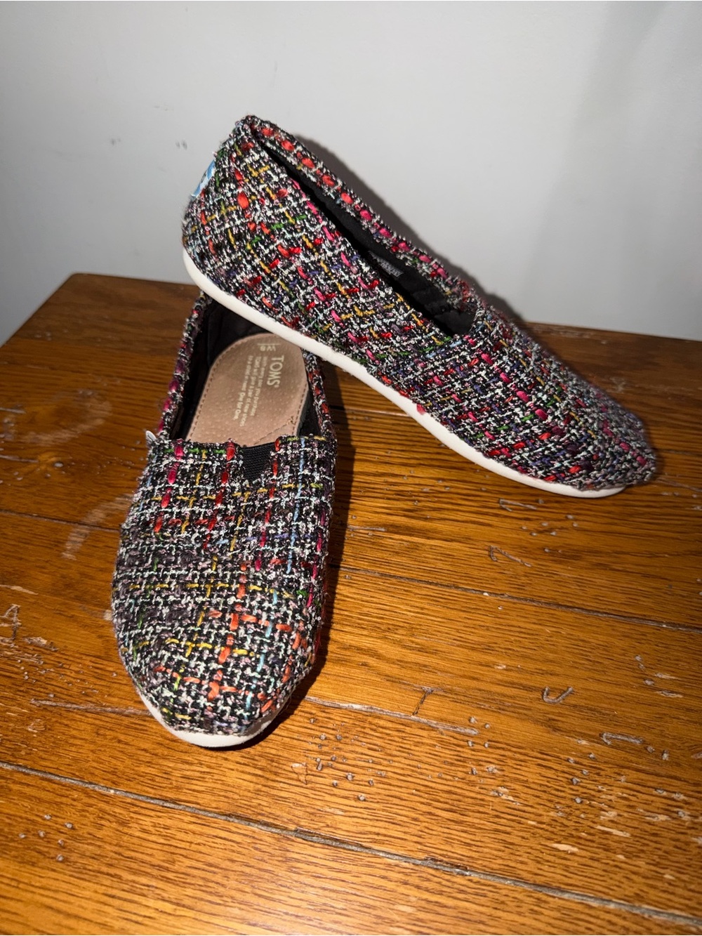 Toms Multicolor Tweed Slip-On Flats with Black Accents
